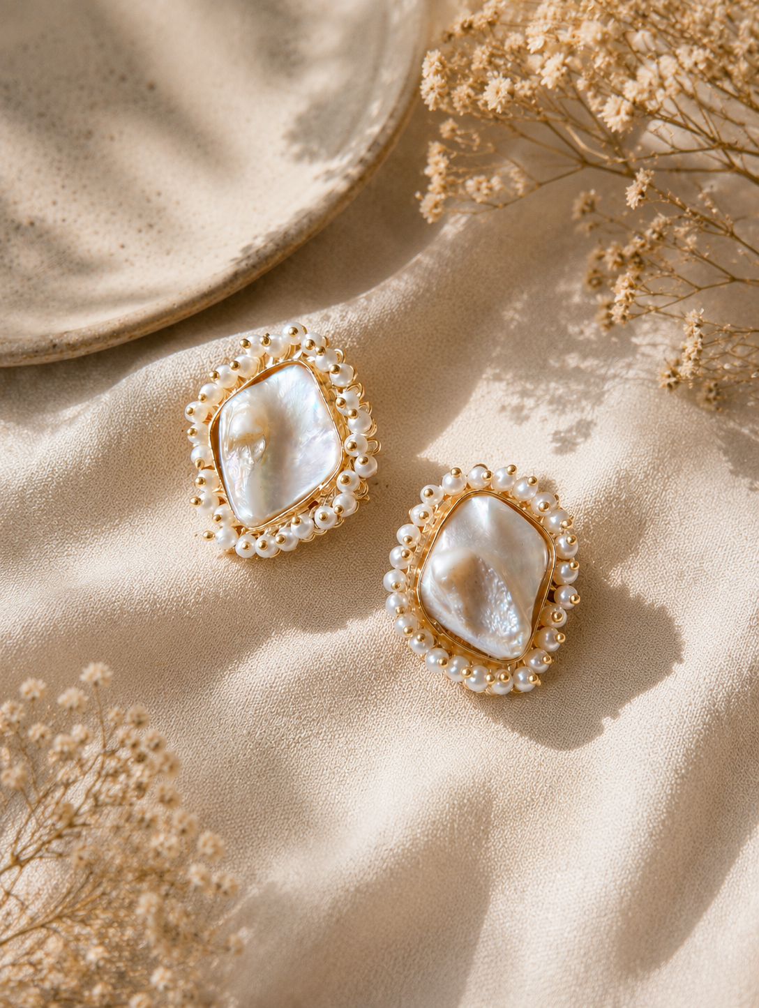 Mother -of-Pearl Statement Stud Earrings