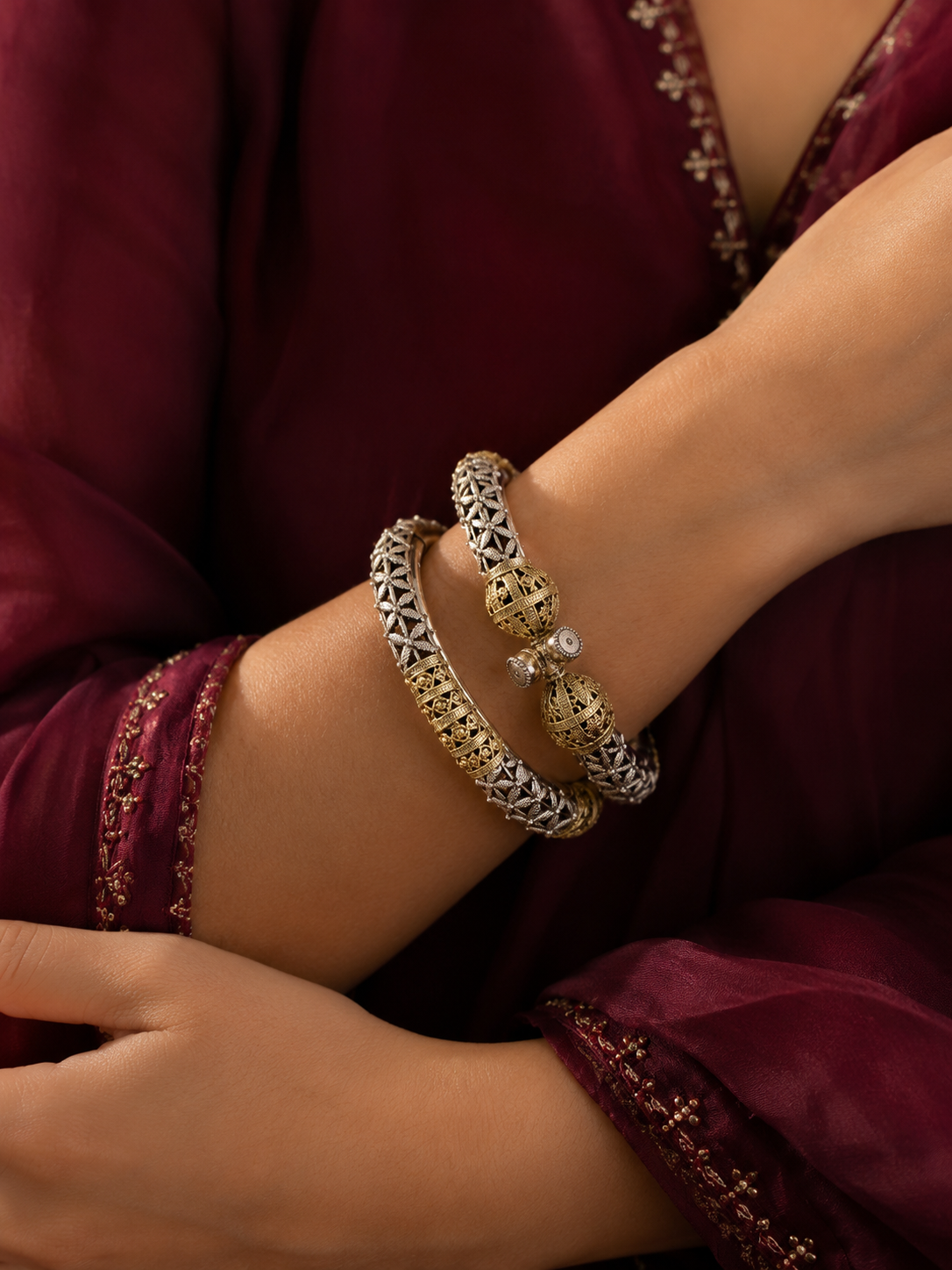 Dual tone silver replica Kangan