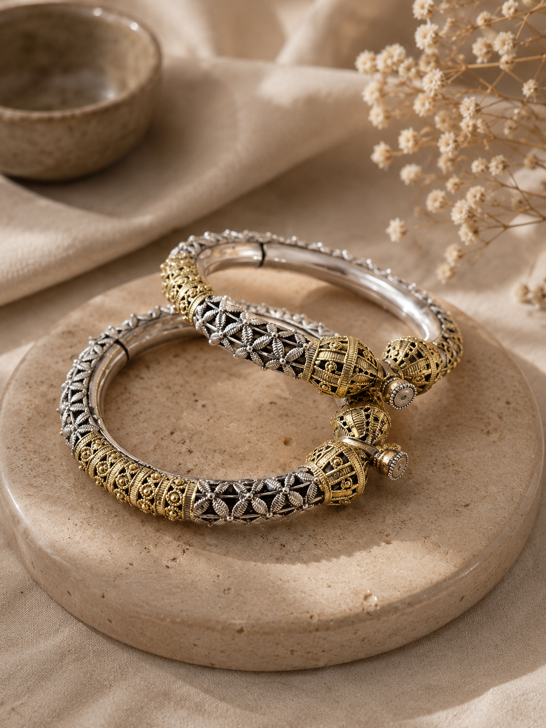 Dual tone silver replica Kangan