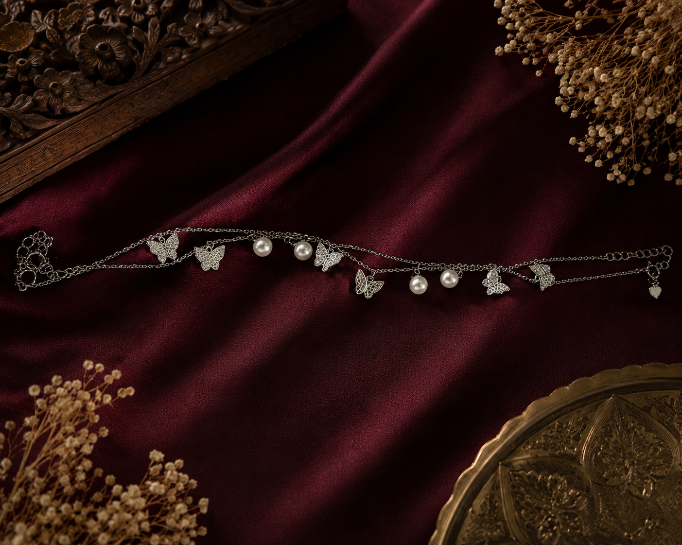 Butterfly Ghungroo Sterling Silver Anklet